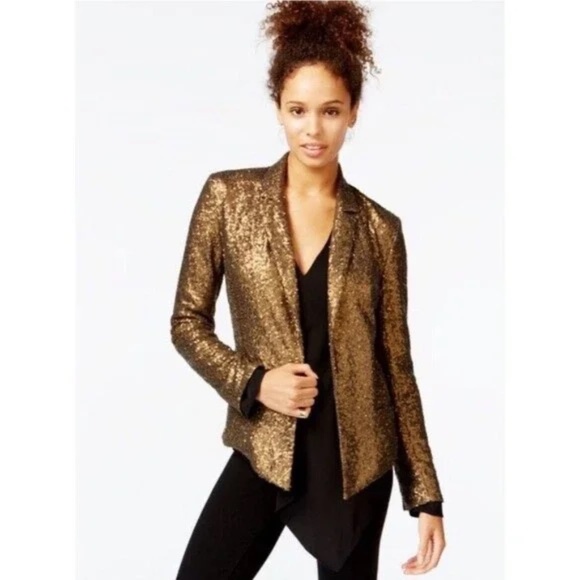 Rachel Rachel Roy Women's Gold Sequin‎ Blazer Jacket - Picture 1 of 10